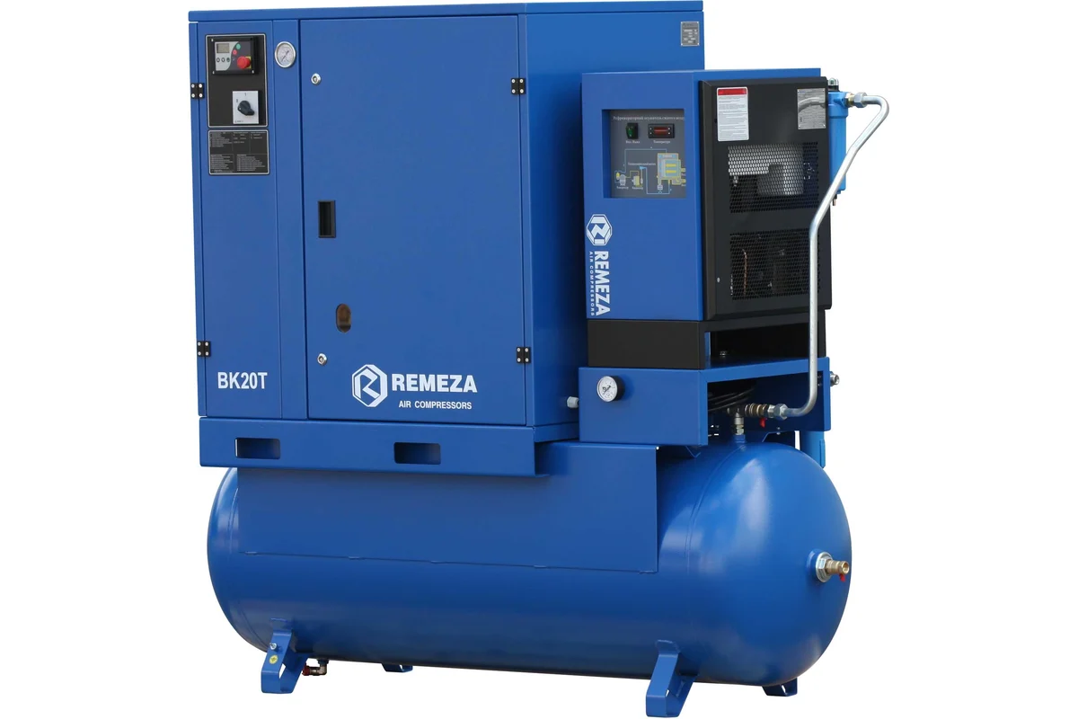 Винтовой компрессор Remeza ВК20Т-16-500Д2 на ресивере, с рефрижераторным осушителем и дополнительными фильтрами УТ-00002903