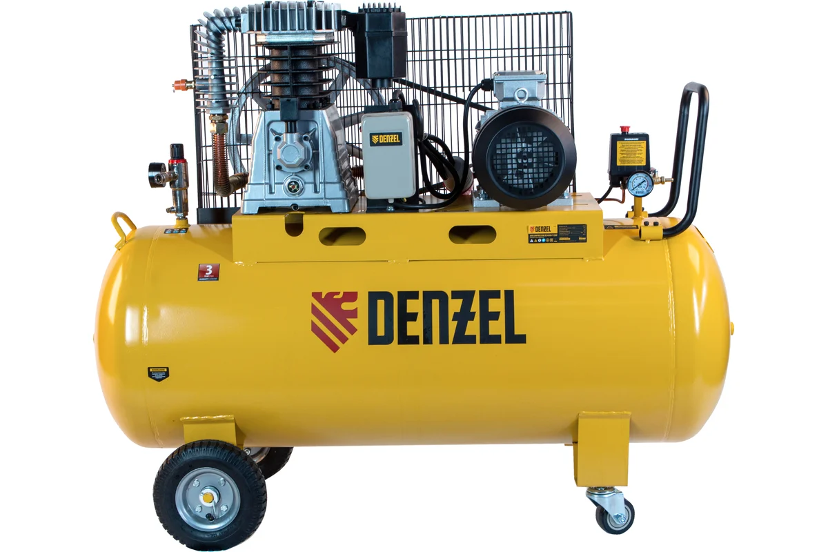 Воздушный компрессор Denzel BCI4000-T/200, ременной привод 4,0 кВт, 200 литров, 690 л/мин 58124