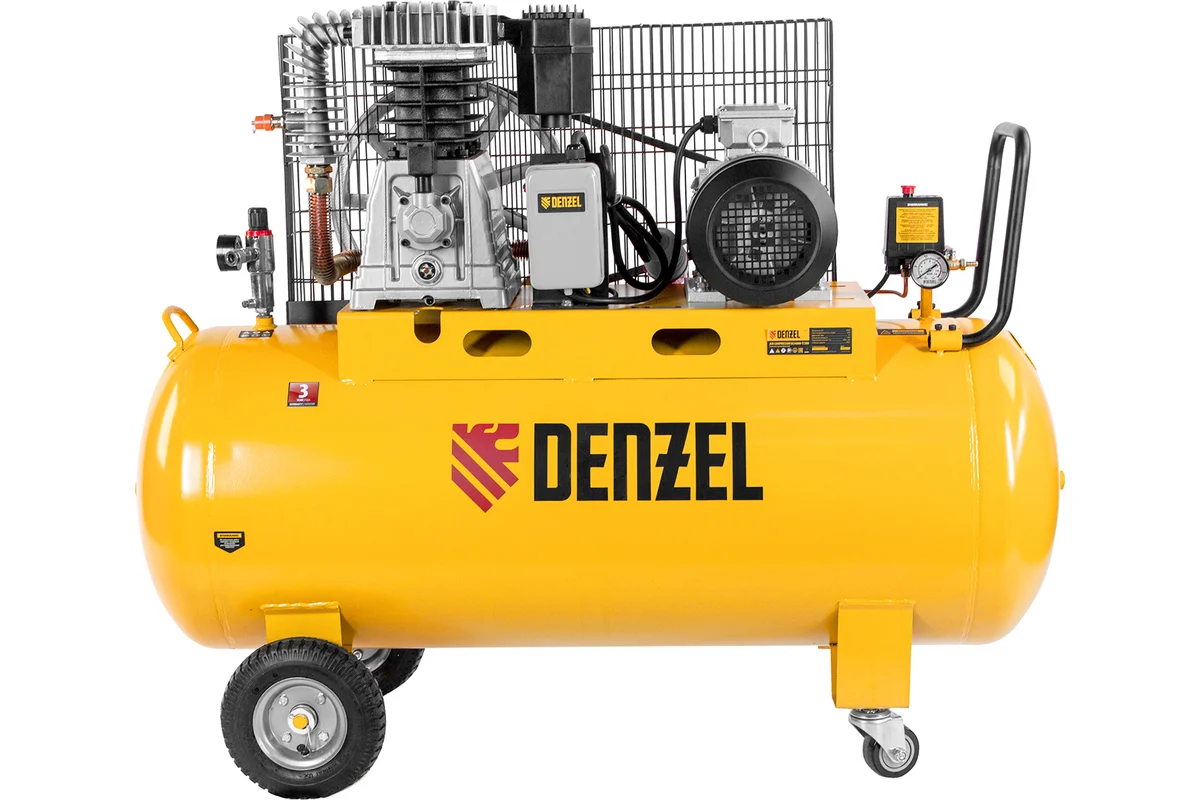 Воздушный компрессор Denzel BCI4000-T/200, ременной привод 4,0 кВт, 200 литров, 690 л/мин 58124
