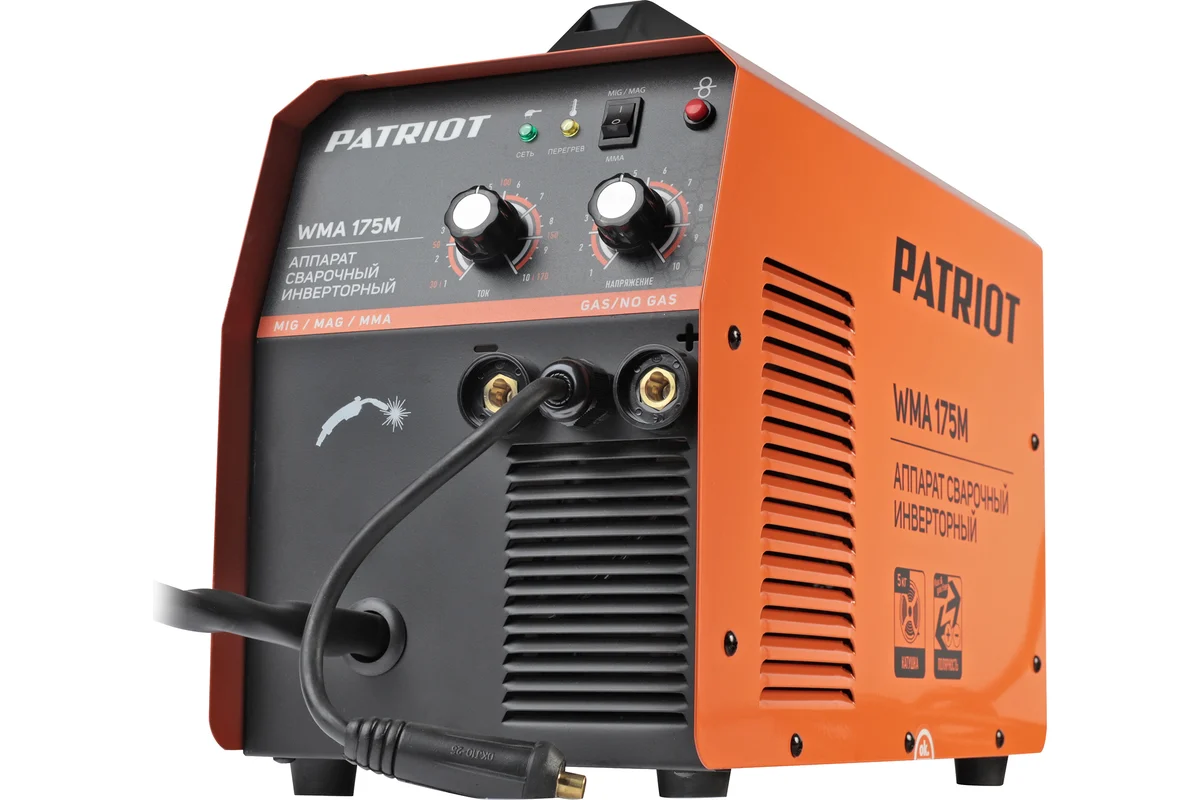 Сварочный инверторный полуавтомат PATRIOT WMA 175M MIG/MAG/MMA, полуавтоматическая сварка в среде 605302150