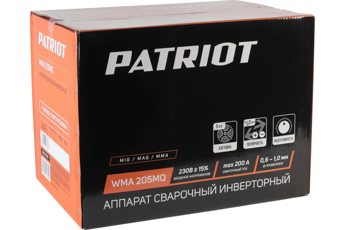Сварочный инверторный полуавтомат PATRIOT WMA 205MQ MIG/MAG/MMA, полуавтоматическая сварка в среде 605302155