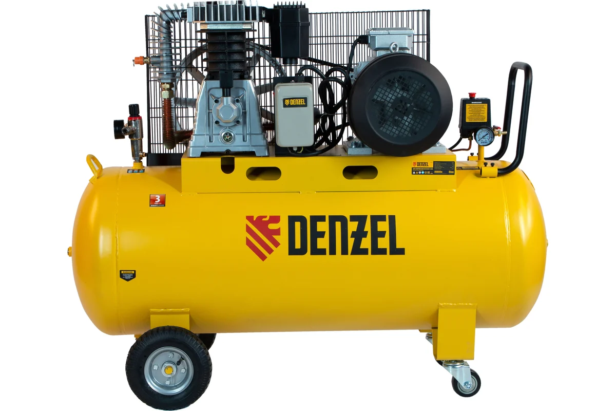 Воздушный компрессор Denzel BCI5500-T/200 ременной привод, 5,5 кВт, 200 литров, 850 л/мин 58128