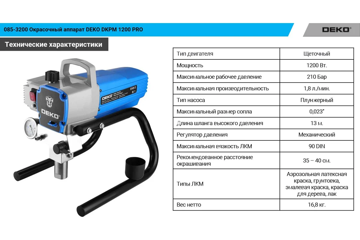 Окрасочный аппарат DEKO DKPM 1200 PRO 085-3200