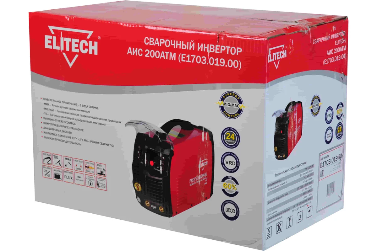 Сварочный инверторный аппарат Elitech АИС 200АТМ (E1703.019.00 202197