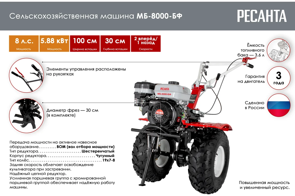 Сельскохозяйственная машина Ресанта МБ-8000-БФ 70/5/40