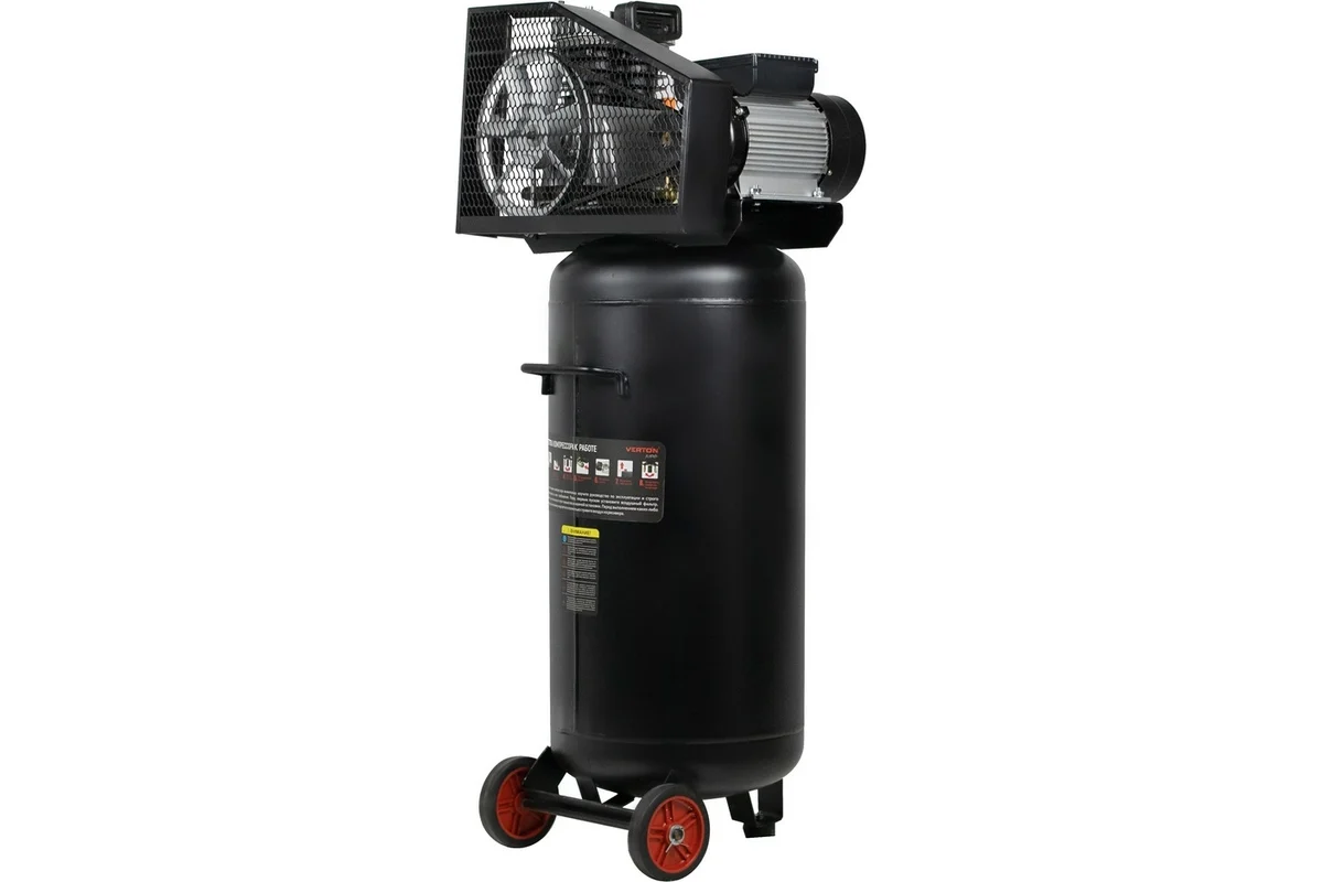 Компрессор VERTON Air AC-100/420V вертикальный бак, масляный ременной 420л/мин,100л,12бар, 2,5кВт, 230В, рапид 01.12210.13370