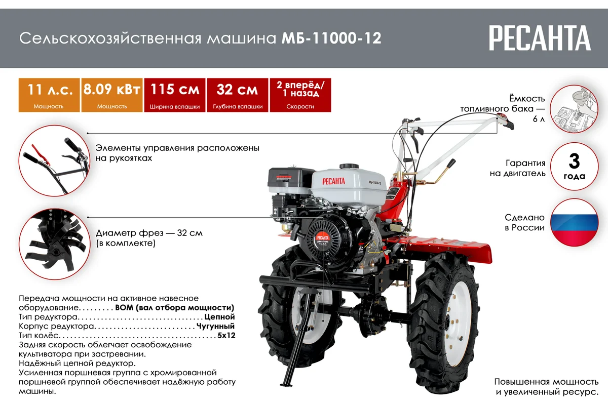 Сельскохозяйственная машина Ресанта МБ-11000-12 70/5/34