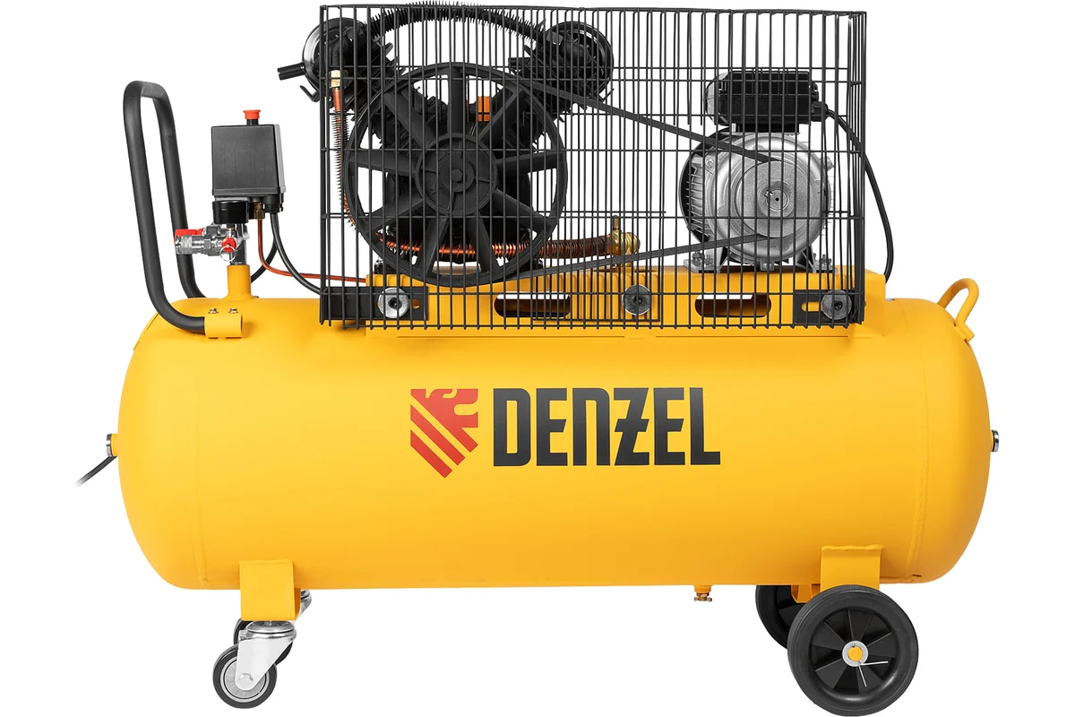 Воздушный компрессор с ременным приводом DENZEL BCV2200/100 2.2 кВт, 100 литров, 370 л/мин 58110