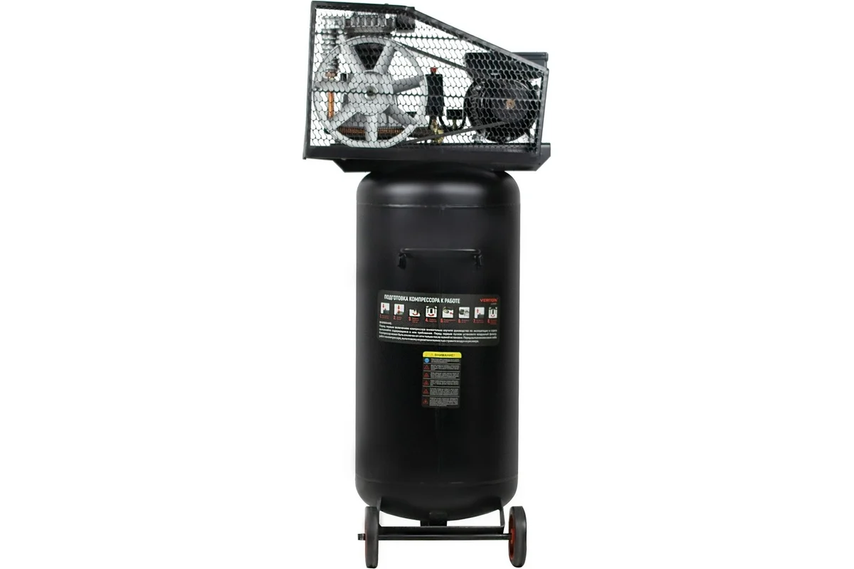 Компрессор VERTON Air AC-100/420V вертикальный бак, масляный ременной 420л/мин,100л,12бар, 2,5кВт, 230В, рапид 01.12210.13370