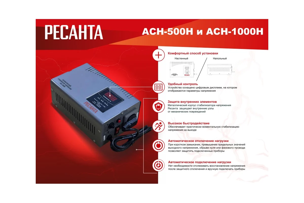 Стабилизатор Ресанта АСН-500 Н 63/6/63