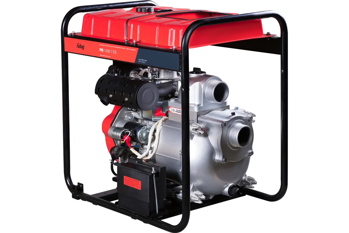 Мотопомпа для сильнозагрязненной воды FUBAG PD 1300T ES (дизель, 1300 л/мин, 25 м) 646272