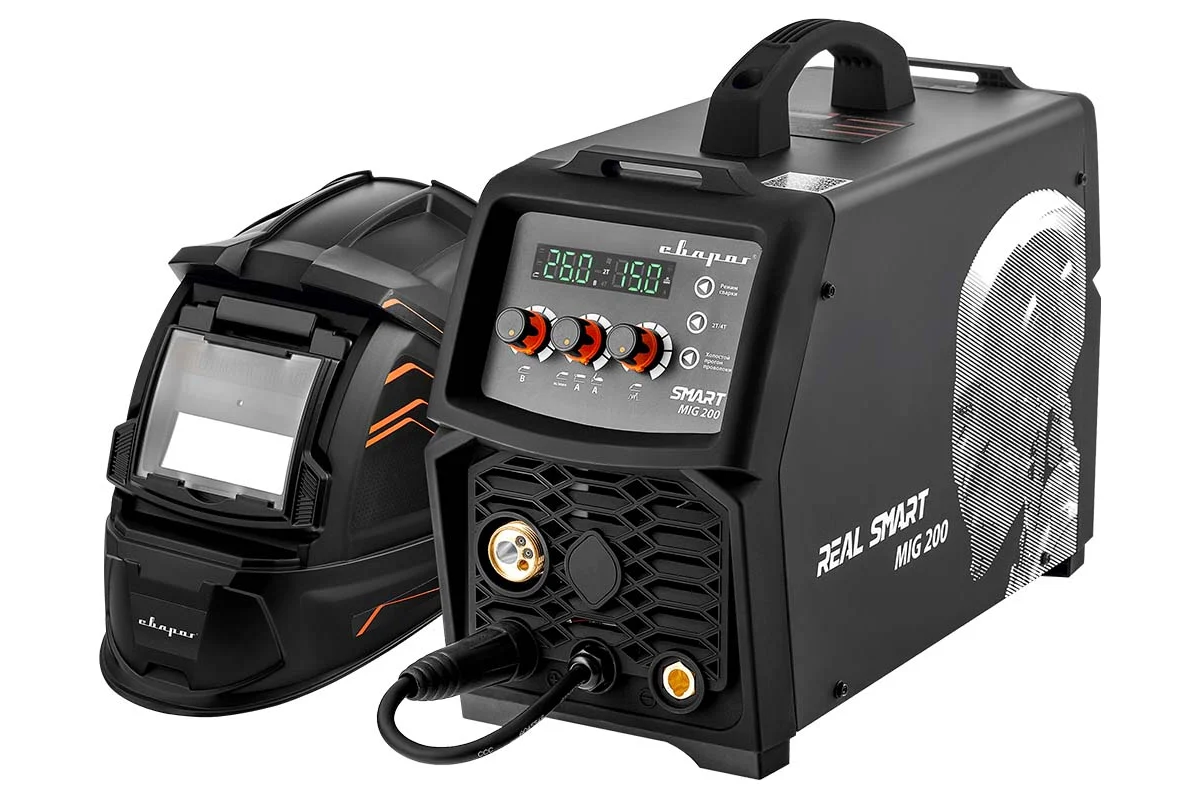 Сварочный инвертор Сварог MIG 200 REAL SMART N2A5 Black, маска+краги 98557